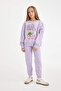 Girl's 2-Piece Set Printed Sweatshirt Elastic Waist Jogger Sweatpants D2218A824Wn