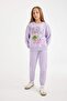Girl's 2-Piece Set Printed Sweatshirt Elastic Waist Jogger Sweatpants D2218A824Wn - 2