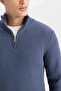 Standard Fit Regular Cut Stand Collar Zippered Basic Plain Knitwear Sweater B0578Ax24Wn - 5