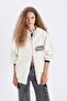 Oversize Wide Fit Hooded Back Printed Thick Zippered Sweatshirt C7835Ax24Wn - 4