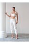 Women's Bernis White Balloon Pants, Elastic Waist Baggy Model Crepe Balloon Pants Hiding the Basen - 6