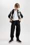 Boys' Black Jogger Pants with Elastic Waist and Cuffs, Cargo Pockets, Plush Fleece Lining D3460A824W - 2