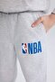 Boys Nba Wordmark Gray Jogger Sweatpants with Elastic Waist and Pockets D4259A824Wn - 5