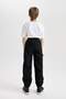 Boys' Black Jogger Pants with Elastic Waist and Cuffs, Cargo Pockets, Plush Fleece Lining D3460A824W - 7