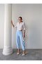 Women's Bernis Blue Balloon Pants, Elastic Waist Baggy Model Crepe Balloon Pants Hiding the Basen - 8