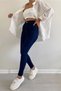Dark Blue High Waist Skinny Fit Jean Lycra Front Pocketless Leggings Trousers Black Jeans - 3