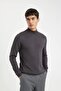 Standard Fit Regular Cut Half Turtleneck Basic Plain Knitwear Sweater A5282Ax24Au - 4