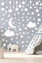 White Clouds and Stars Baby and Kids Room Wall Sticker Set