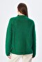 6849 Women's Seamless Stand Collar Knit Sweater Green - 5