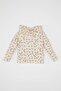 Baby Girl Ruffle Collar Floral Waffle Long Sleeve T-Shirt D3891A524Au