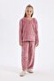 Girls' Pajamas Set Fleece Long Sleeve Top Long Bottom D1088A824Wn