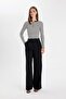 Slim Fit Tight-Fitting Crew Neck Half Zipper Striped Ribbed Camisole Long Sleeve T-Shirt D6104Ax2 - 2