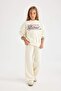 Girl's 2-Piece Set Crew Neck Printed Sweatshirt Wide Leg Sweatpants C7777A824Au - 2