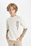 Boy Oversize Wide Fit Crew Neck Back Printed Long Sleeve T-Shirt D3965A824Wn - 5