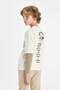 Boy Oversize Wide Fit Crew Neck Back Printed Long Sleeve T-Shirt D3965A824Wn