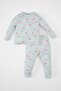 Baby Girl Pajamas Set Pattern Combed Cotton Crew Neck Long Sleeve Top Long Bottom D1791A524Au