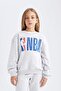 Girl's Nba Wordmark Oversize Wide Fit Crew Neck Sweatshirt C9507A824Au
