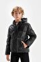 Waterproof Hooded Snap Fastener Zipper Pocket Faux Leather Coat Boy's C5572A824Wn - 3