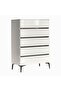 Santelmo 5 Drawer Chest of Drawers - Light Beige Engineered Wood Storage Unit, 80x45x117cm - 5