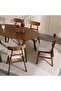 Acton 1+6 Seater Solid Wood Dining Set - Walnut/Beige - 5