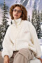 Women's Plush Coat Jacket 1044 - Ecru