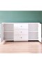 Heather White Dining Sideboard - Durable & Modern MDF Cabinet with 2-Year Warranty, 160x39x80cm - 6