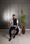Interview Polo Neck Rayon Thin Knitwear Navy Blue White T-Shirt - 6