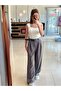 Women's Belted Stretch Fabric Lycra Palazzo Trousers - 6
