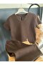 Brown Unisex Boys Girls Baby Children's Waffle Bottom Top Set