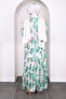 Green Patterned Chiffon Dress - 4