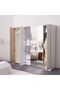 Frazer 6 Door Wardrobe w/ 2 inner drawers - White/Natural oak L243.7xW60xH220cm - 2