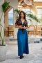 Blue Authentic Skirt with Elastic Waist and Drape Detail - 7