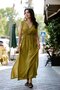 Green Color Cleopatra Hair Braided Muslin Dress - 6
