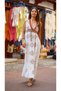 White Color Earth Knitted Embroidered Strap Italian Long Dress - 9