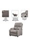 Mystic 1 Seater Fabric Pushback Recliner with Cup Holder - Oatmeal L83xW93xH103cm - 2