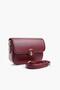 Women's Burgundy Lock Detailed Bag Long Strap Cross Hand and Shoulder Bag
