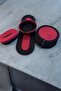 Black-Fuchsia 9 Piece Serving Set – Runner, Bread Basket, Napkin Holder with Lid, 6-Piece American Serving Set - 3