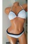 Hand Knitted Mussel Model Navy Blue-White Crochet Bikini Set - 2