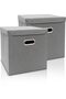 2-Pack Fabric Storage Cube Boxes with Lids – Collapsible Grey Baskets for Home, Office & Nursery Use