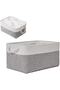 Collapsible Fabric Storage Basket – Linen Bin with Drawstring & Rope Handle for Closet & Toys (Grey)