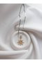 Steel Italian Crushed Chain Necklace - Flower Stone Detailed Necklace - Steel Necklace
