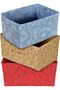 Laheriya Non-Woven Closet Organizer Box with Handle – Blue/Red/Beige, 42×29×22 cm, Set of 3