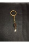 Gold Color Stone K Letter Tiger Eye Keychain Charm - 4