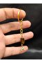 Gold Color Stone m Letter Tiger Eye Keychain Charm - 3