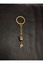 Gold Color Stone P Letter Tiger Eye Keychain Charm - 4