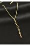 Gold Color Heart Crystal Stone Y Necklace - 2