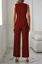 Women's Zero Sleeve Cross V-Neck Front Buttoned Atlas Vest and Trousers Double Set - 4