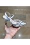 Women's Thin Heel Galvanized and Stone Detailed, Soft Tulle Black-Silver Open Back Evening Dress Shoes - 4