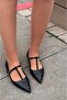 Cormel Matte Leather Crocodile Patterned Black Women's Ballerinas