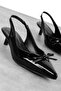 Mustache Bow Low Heeled Women's Shoes Black